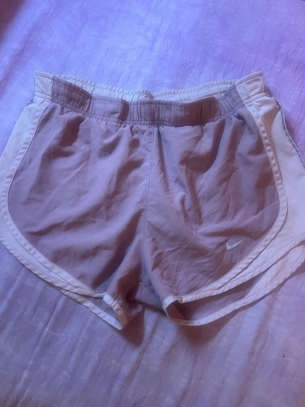 Nike Light Pink Athletic Running Shorts with White Trim